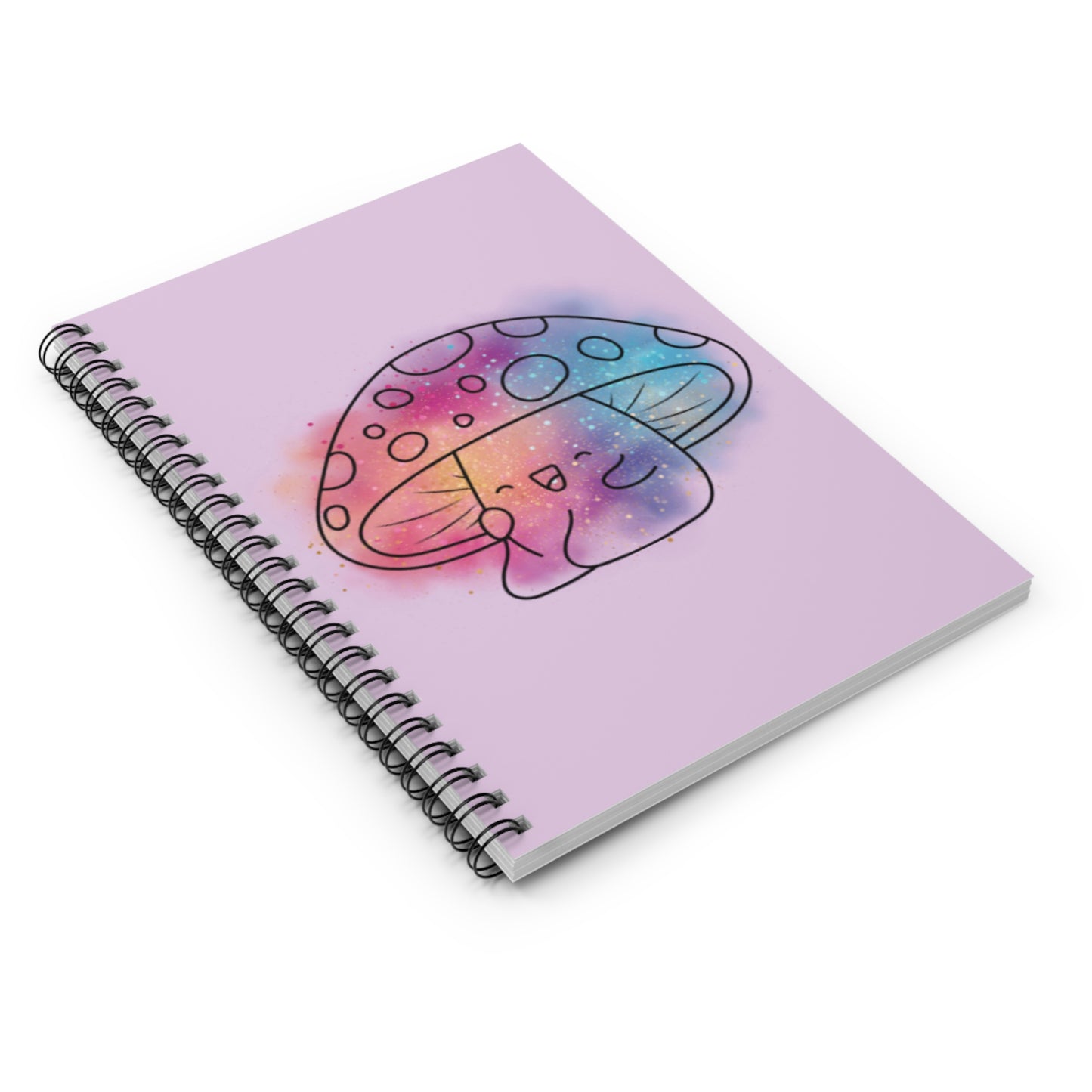 "Happy Mushroom Cartoon" Ruled Line Spiral Notebook