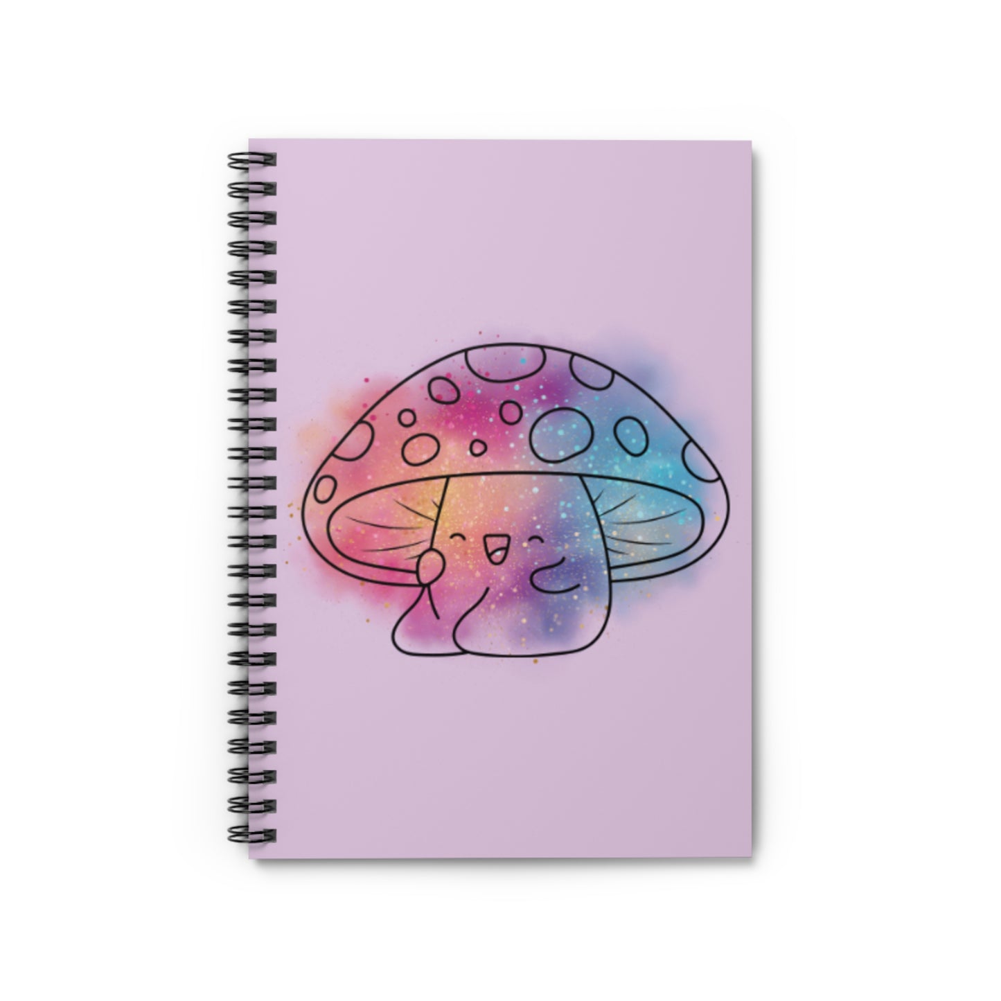 "Happy Mushroom Cartoon" Ruled Line Spiral Notebook