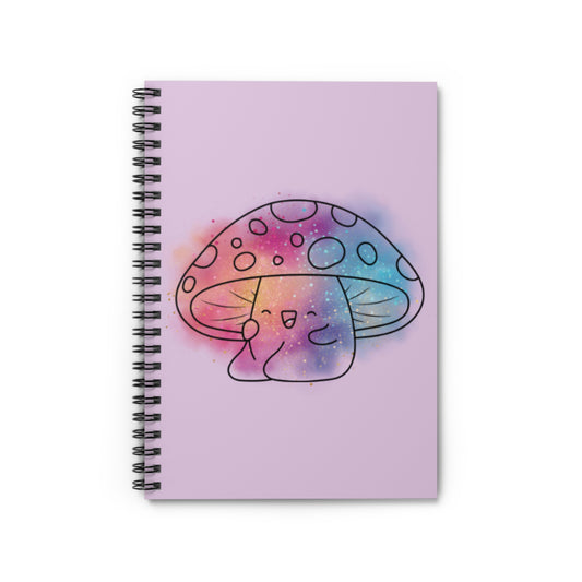 "Happy Mushroom Cartoon" Ruled Line Spiral Notebook