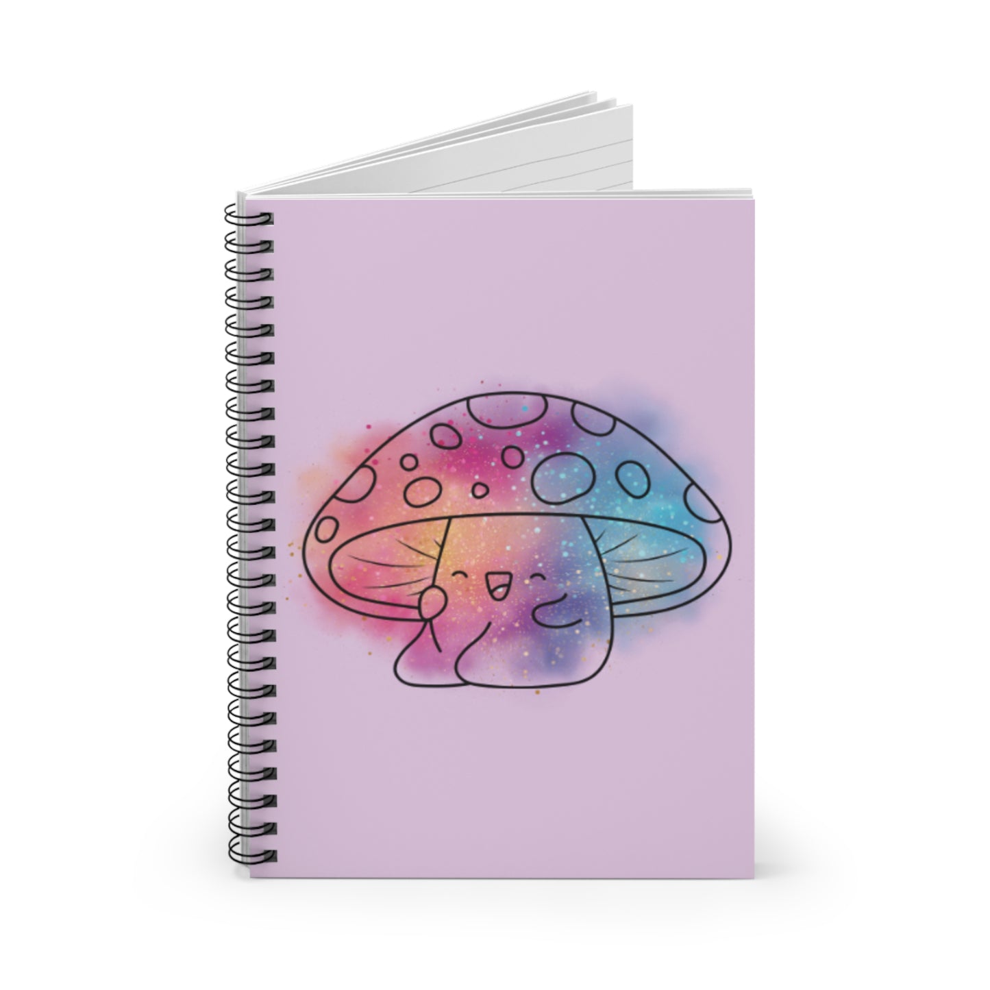 "Happy Mushroom Cartoon" Ruled Line Spiral Notebook